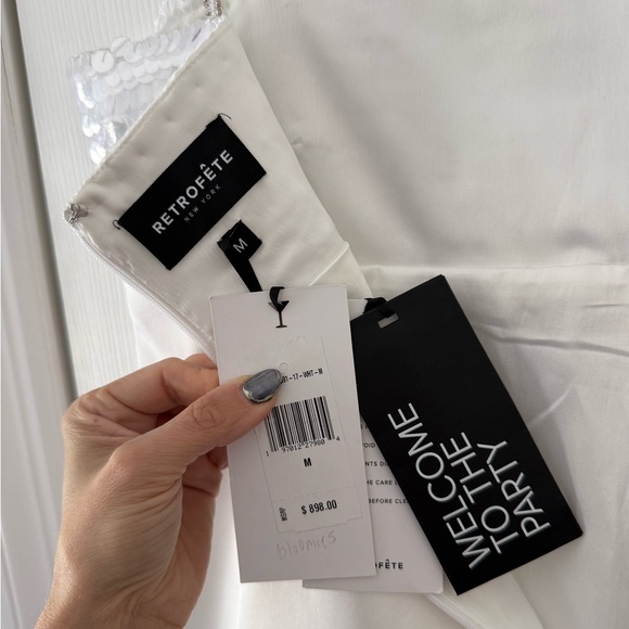 Retrofete Lark Sequin Embroidered Mini Dress White Silver NEW with tags - Picture 11 of 14